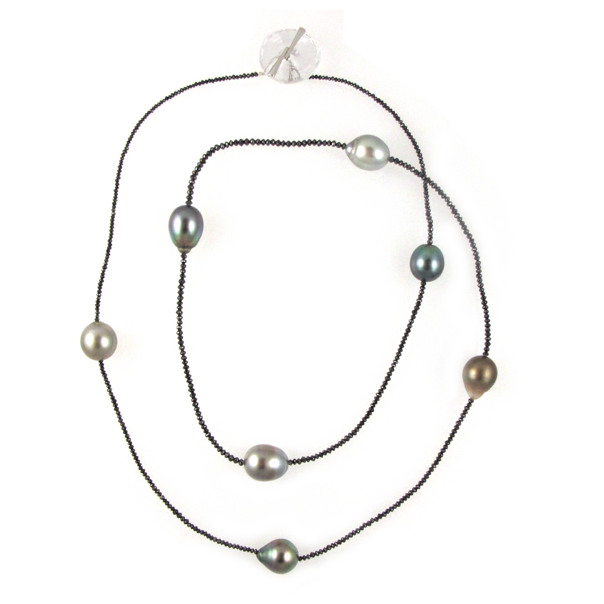 Black Diamond &amp; Tahitian Pearl Necklace