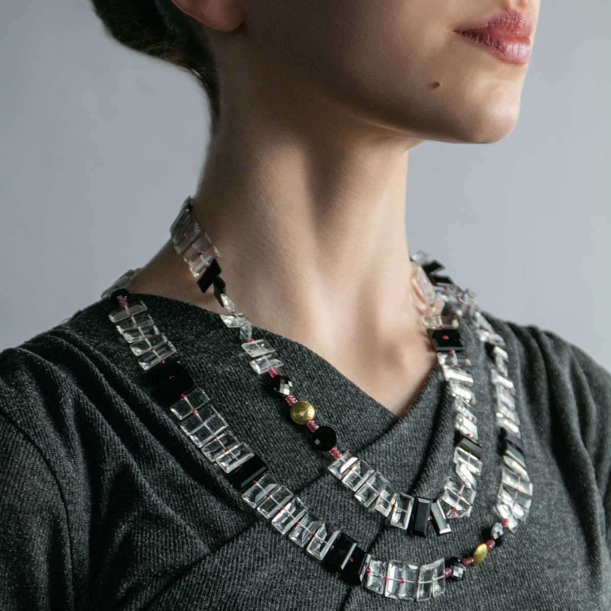 Onyx + Sapphire Piano Key Necklace
