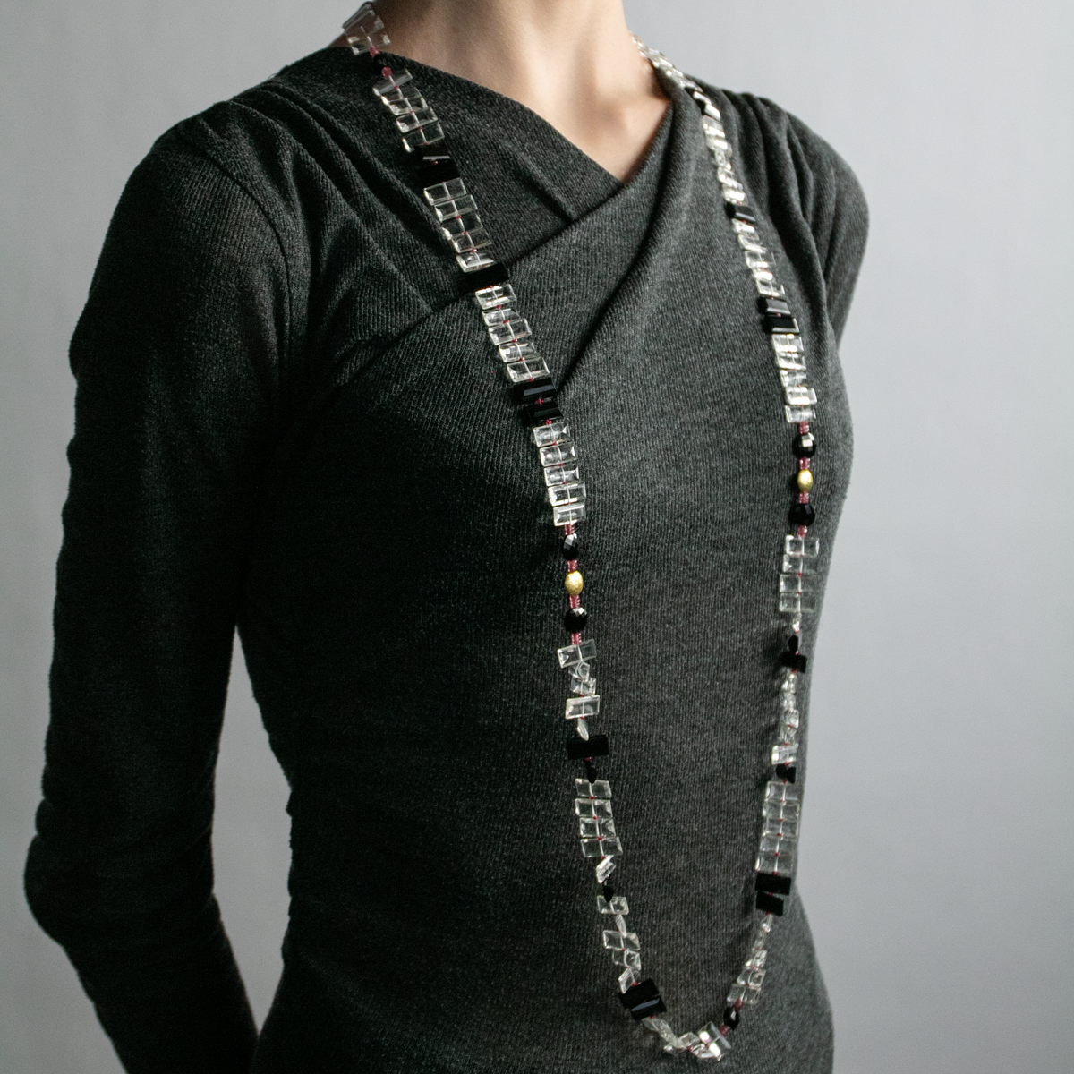 Onyx + Sapphire Piano Key Necklace