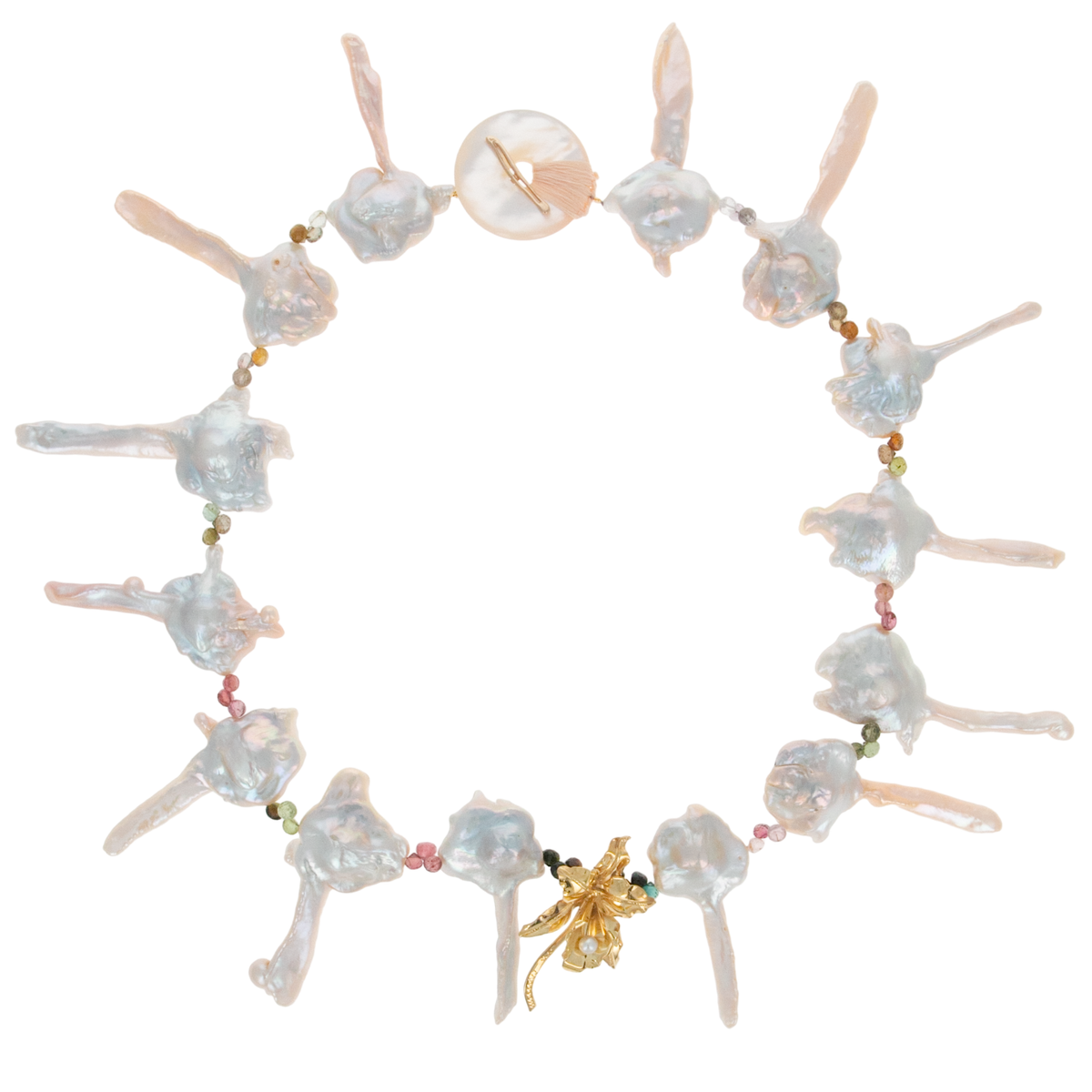 Orchid Key Pearl Necklace