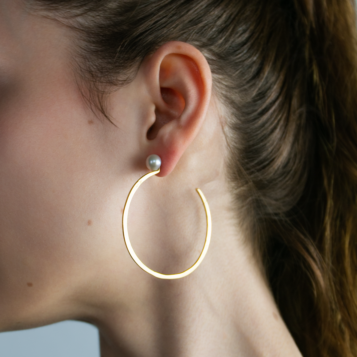 Pearl Message Hoop Earrings
