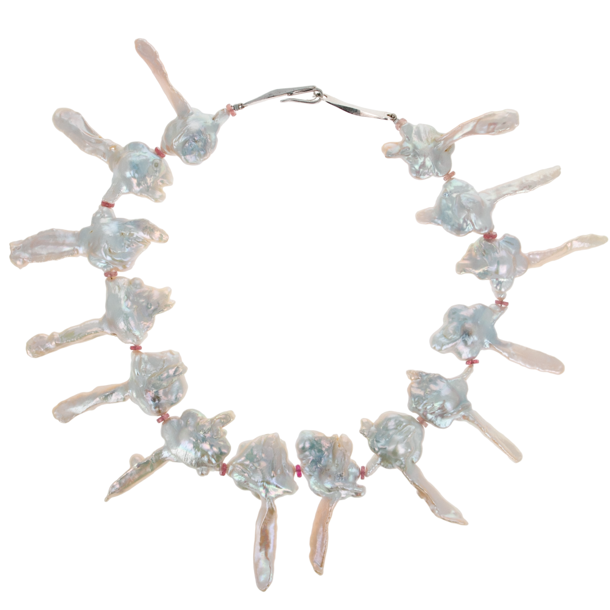 Pink Tourmaline Key Pearl Necklace