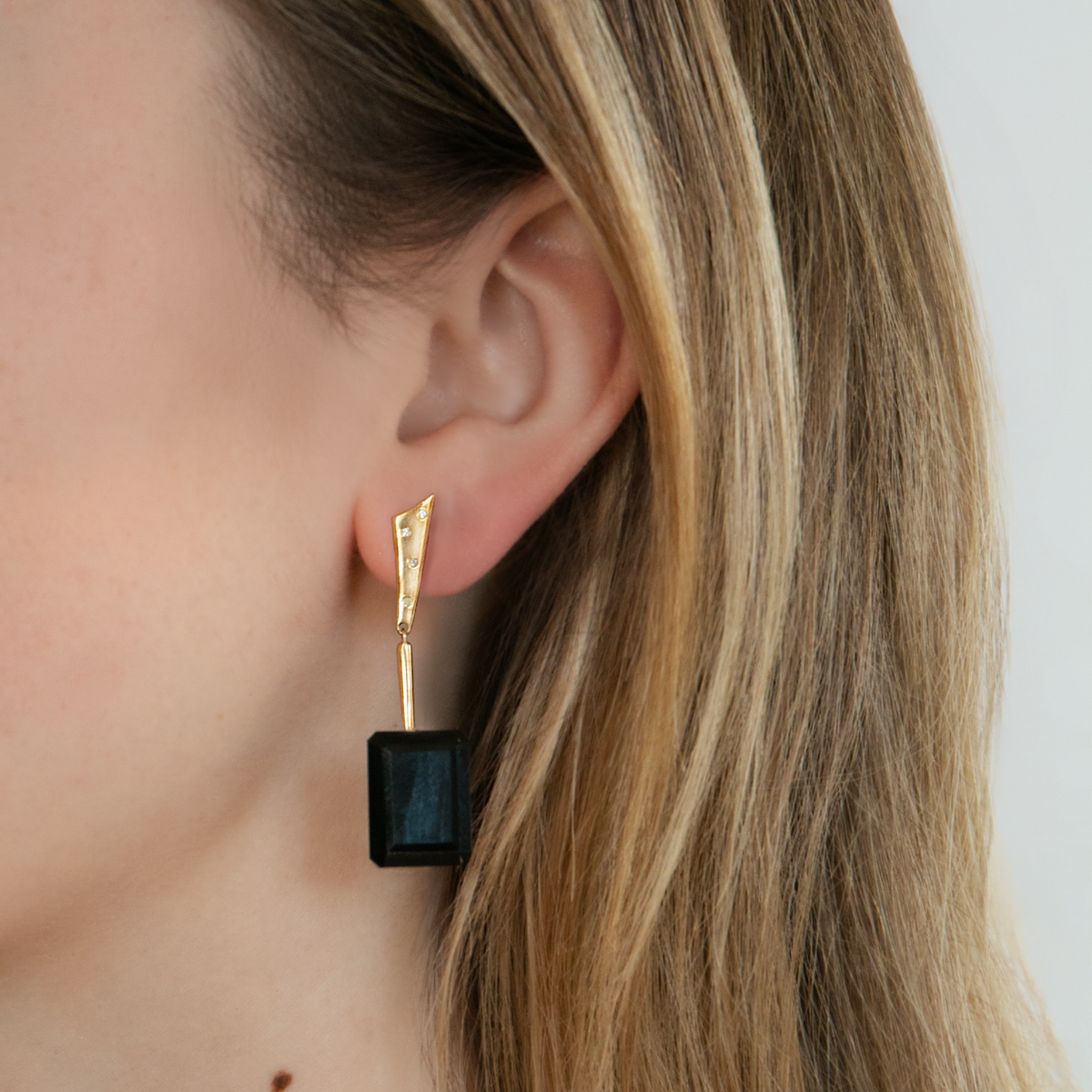 Reverse Cleo Clip Earrings with Black Onyx