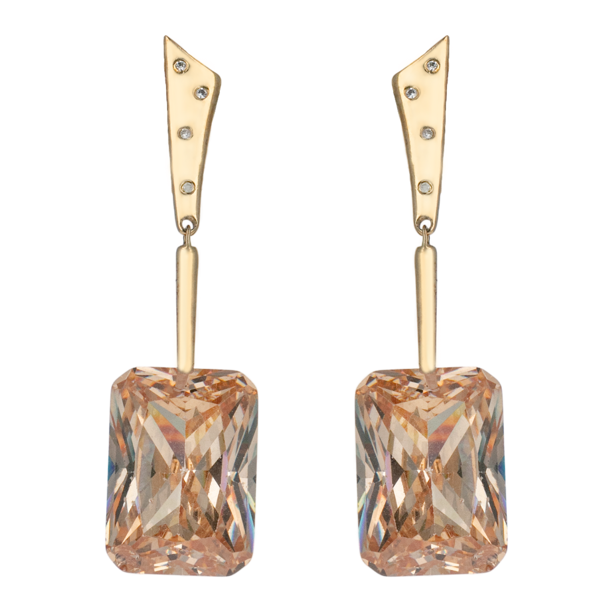 Reverse Cleo Clip Earrings with Champagne Zircon