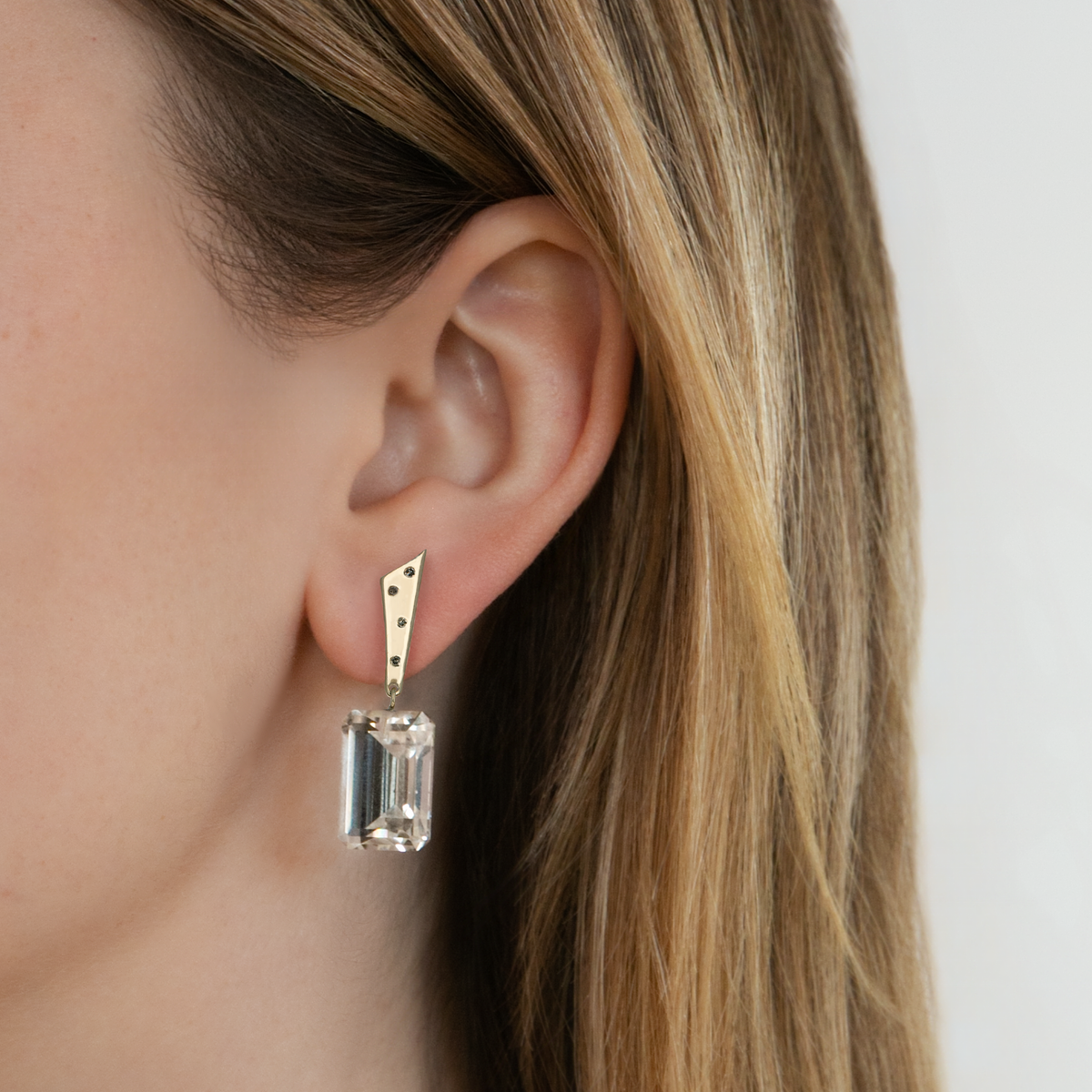 Rock Crystal Cleo Clip Earrings