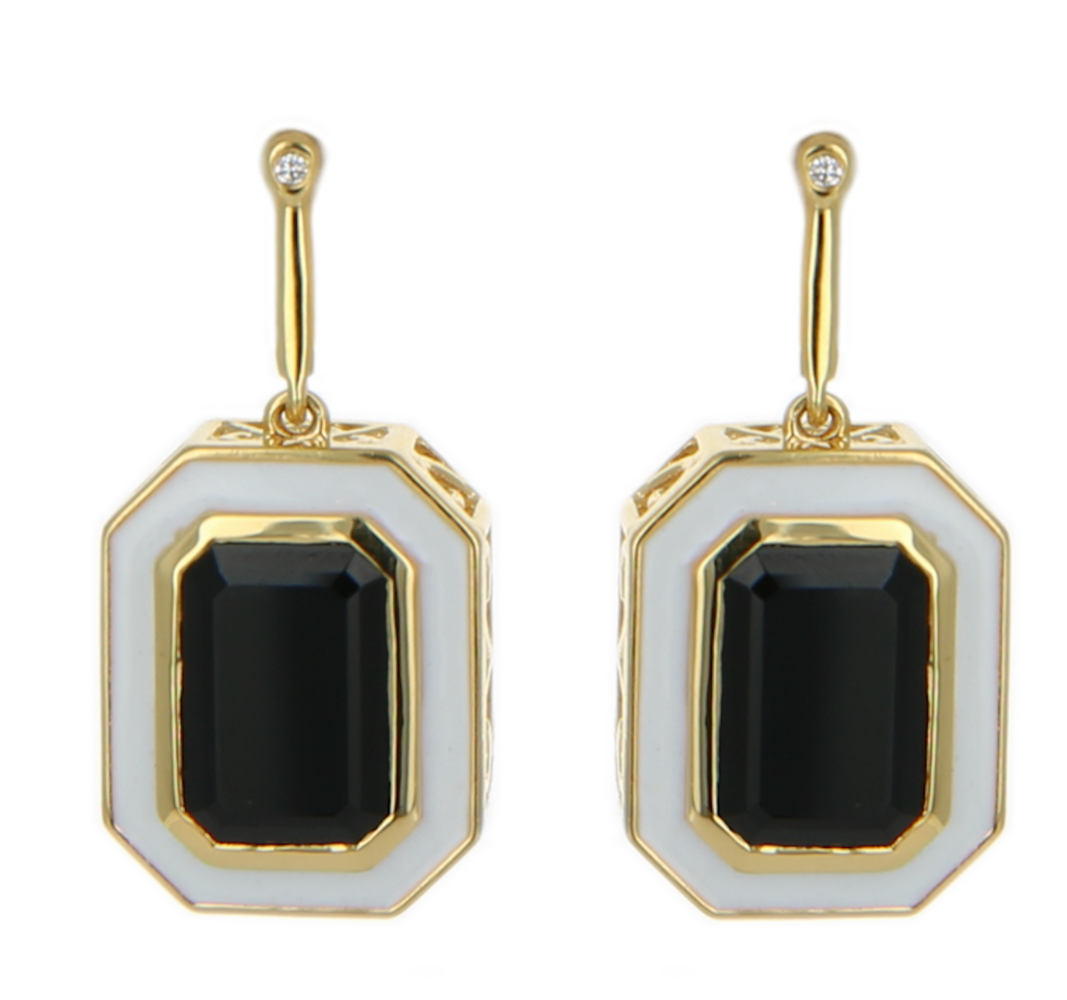 Vermeil White on Black Earrings