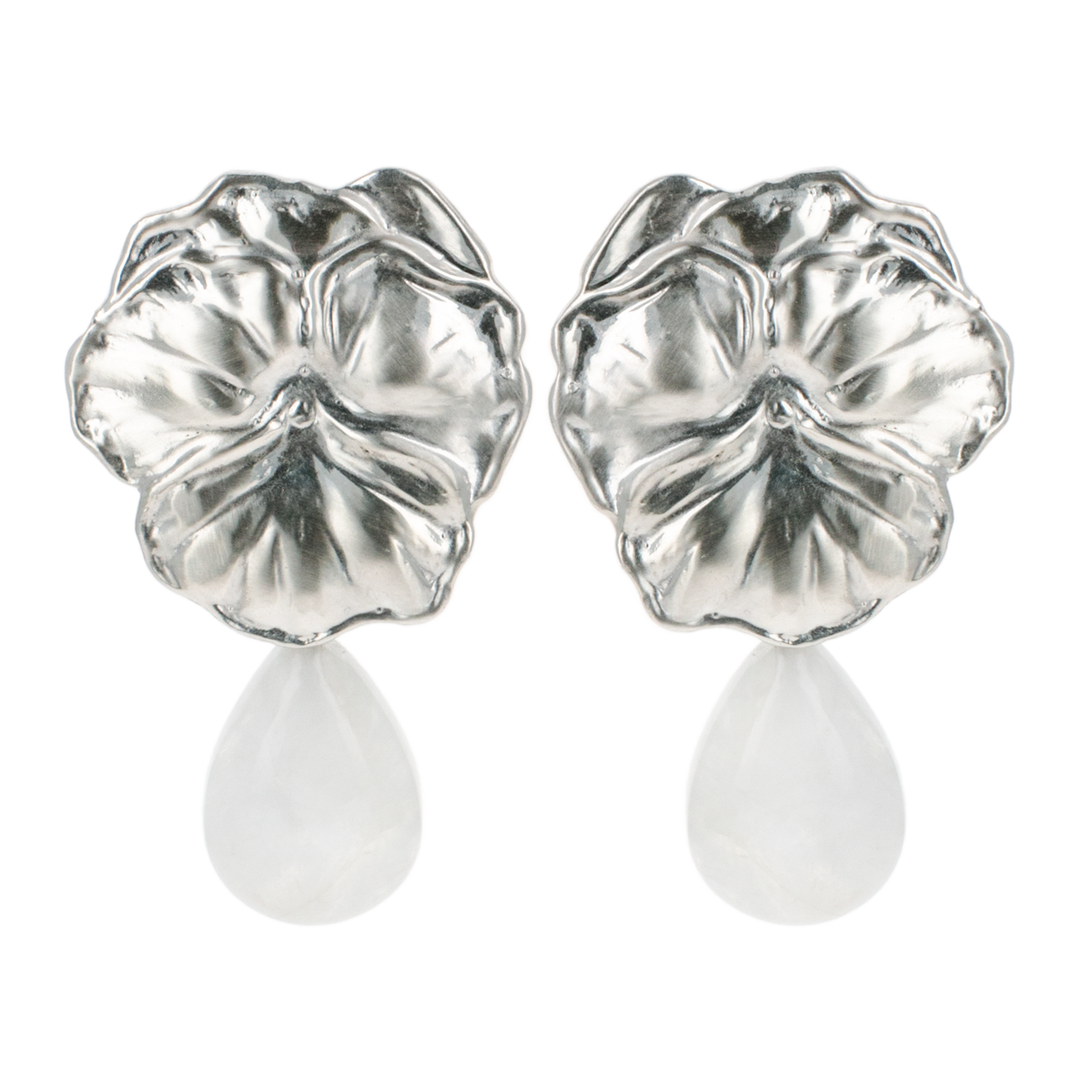 Silver Pansy Earrings