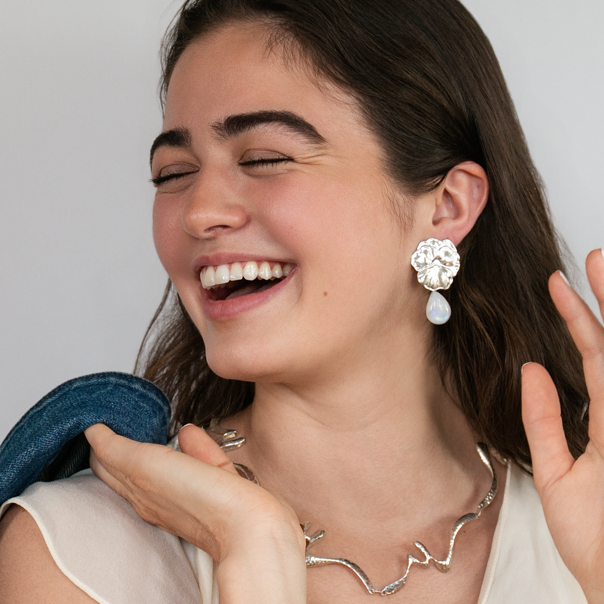 Silver Pansy Earrings