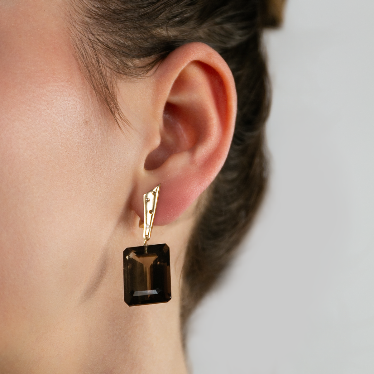 Smoky Topaz Cleo Clip Earrings