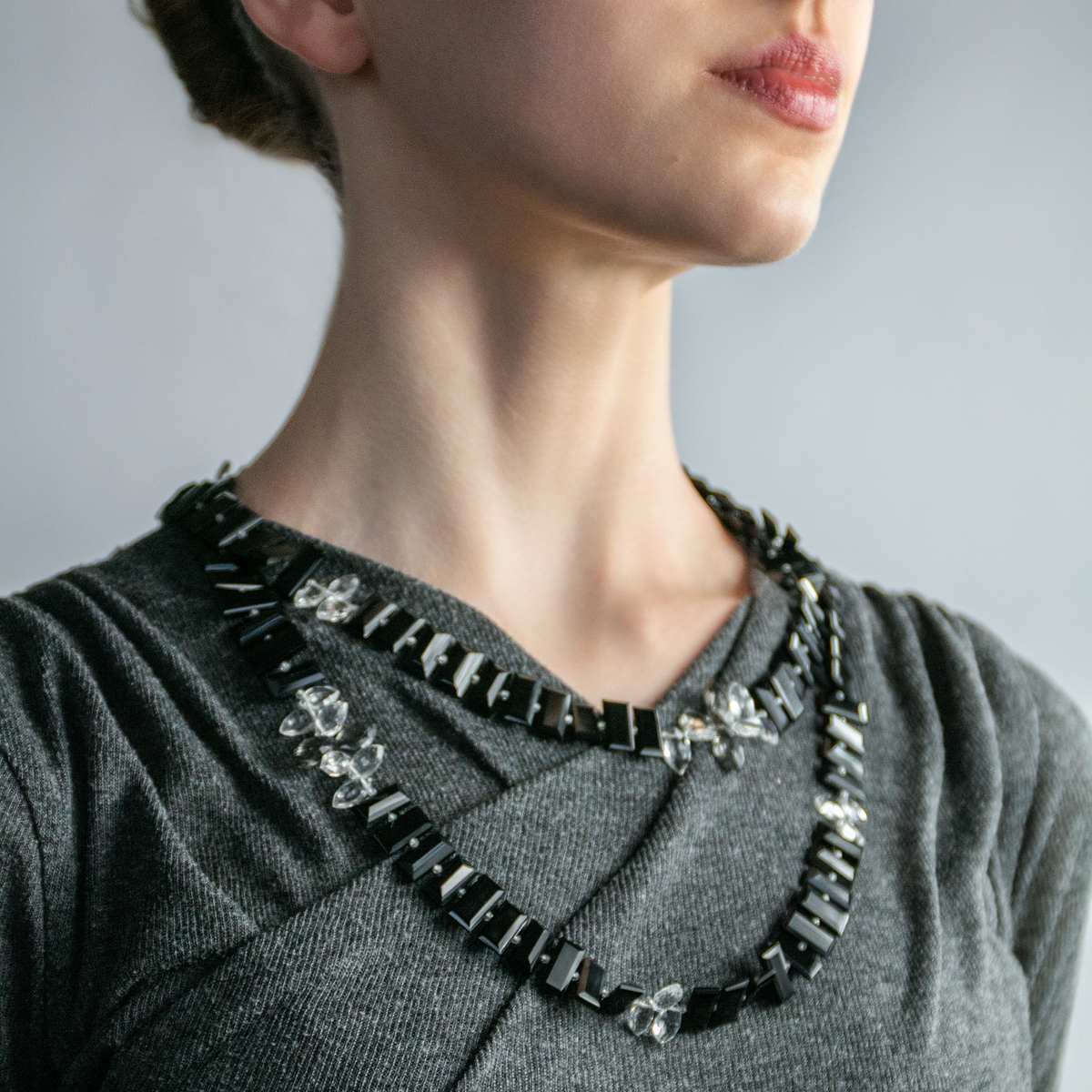 Tourmalated Quartz Piano Key Necklace