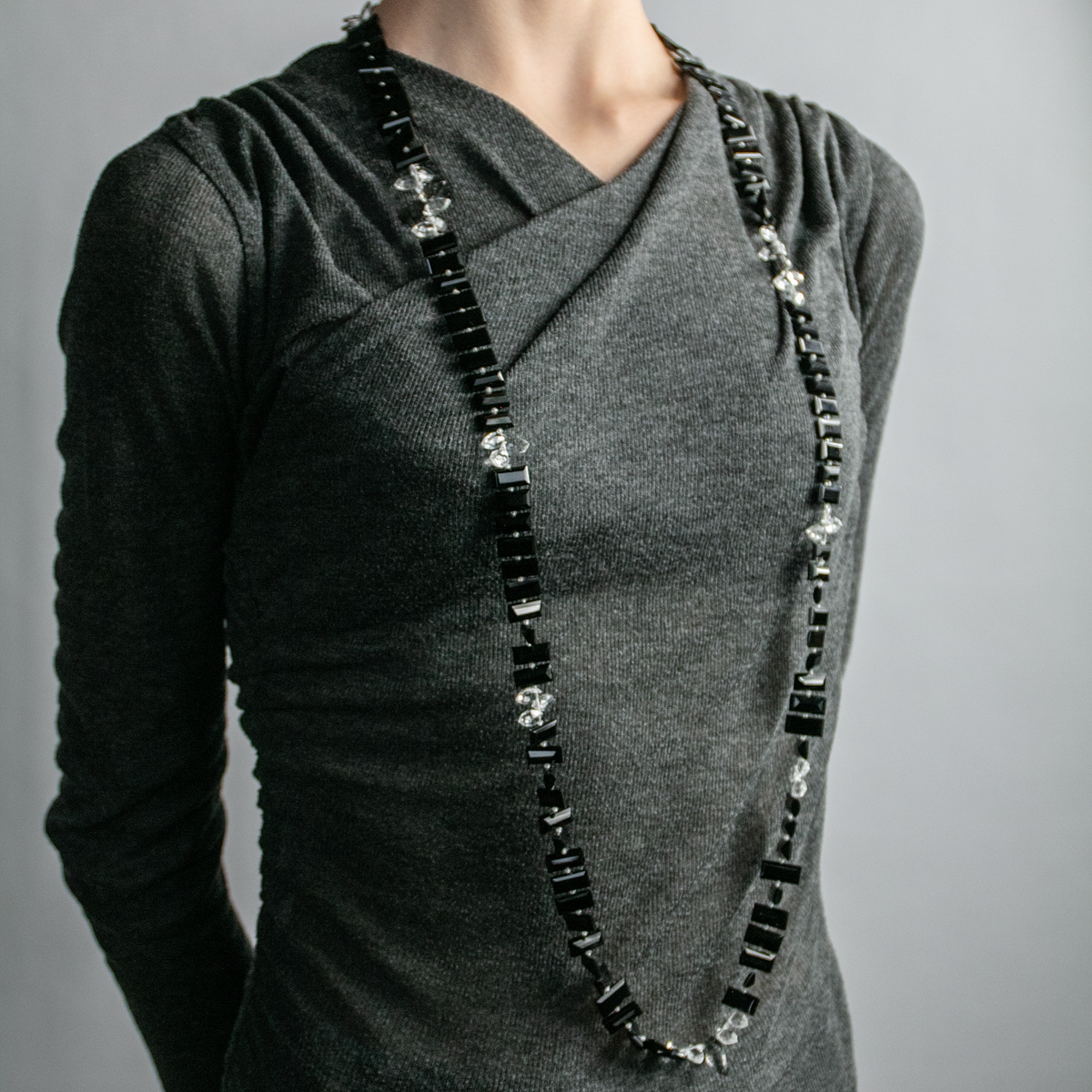 Tourmalated Quartz Piano Key Necklace