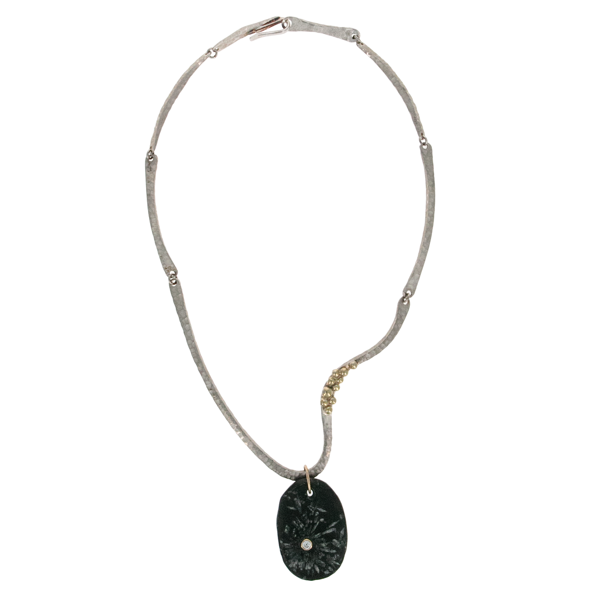 Vermeil Wave Necklace with Removable Chrysanthemum Stone Drop