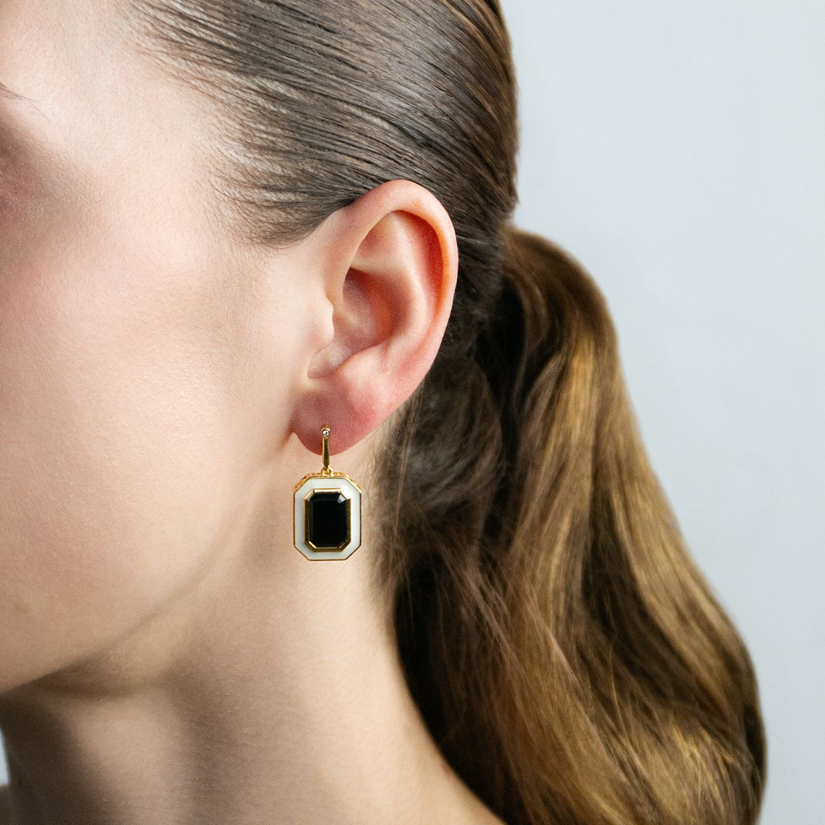 White on Black Earrings