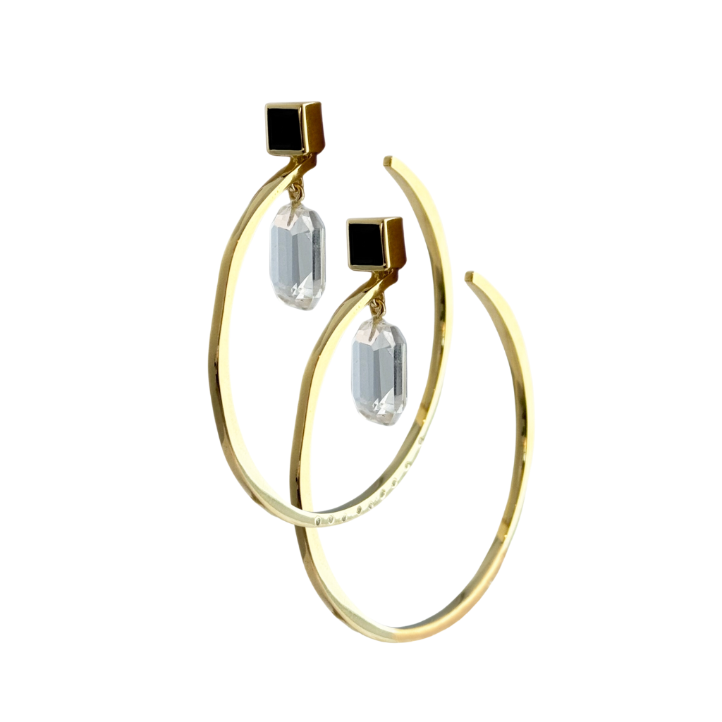 Vermeil Hoop Earrings with Diamonds and Gemstones