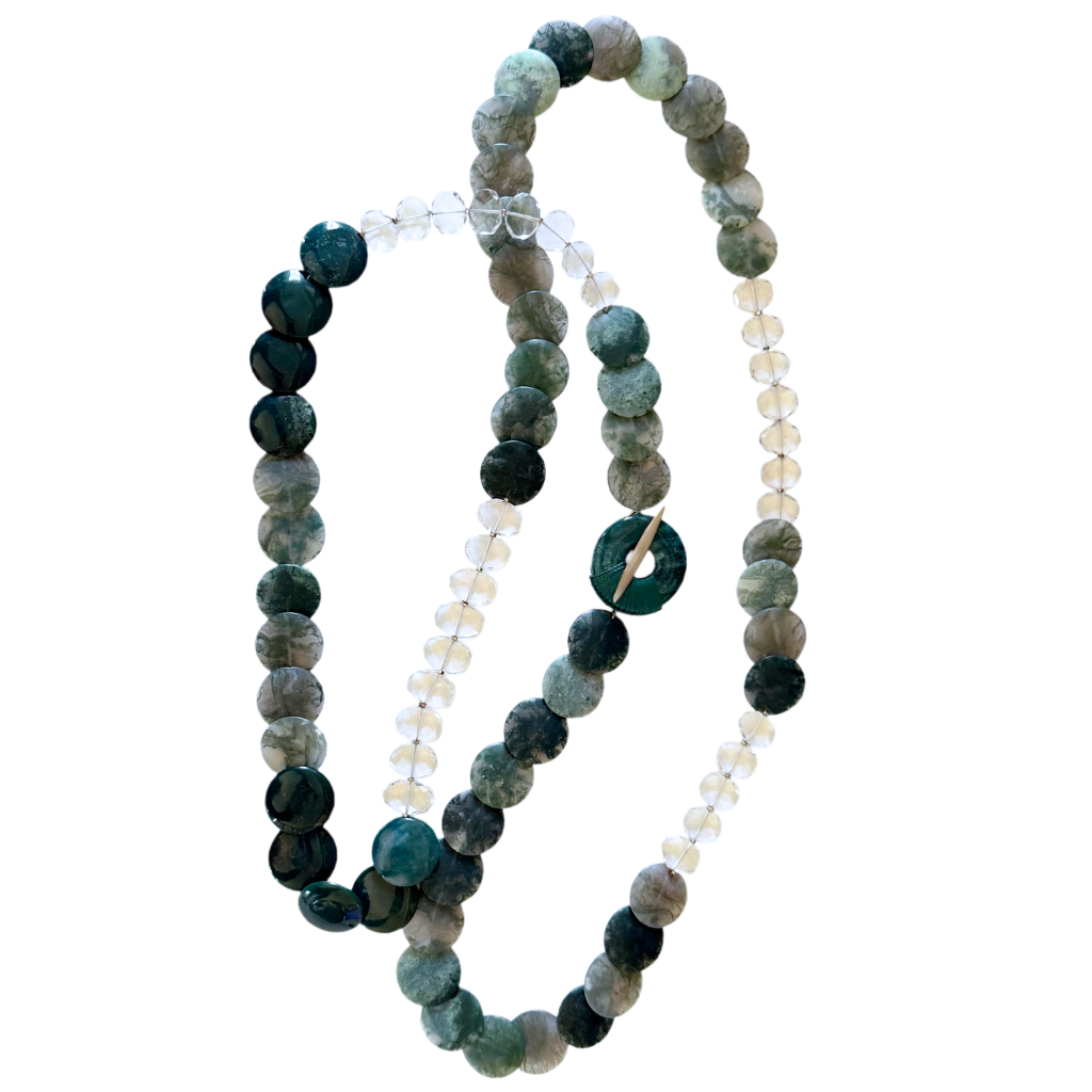 Moss Agate and Rock Crystal Necklace