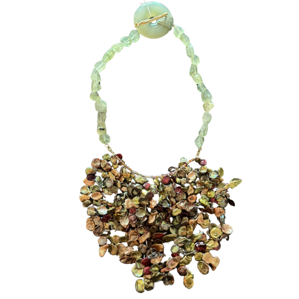 Jade and Keshi Pearl Bib Necklace