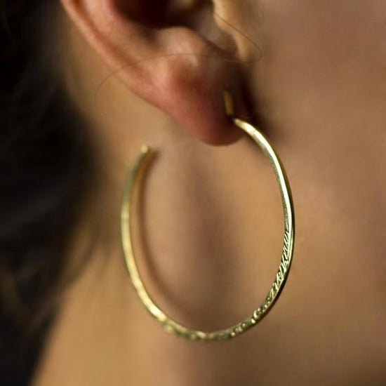 Gold Message Hoop Earrings