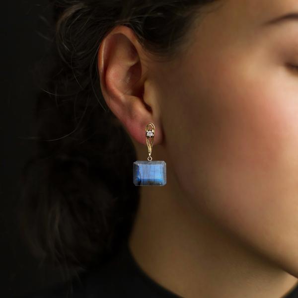 Ribbon Earrings with Labradorite Drops