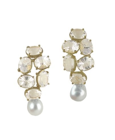 Load image into Gallery viewer, Ice Cluster Earrings with Detachable South Sea Pearl Drops
