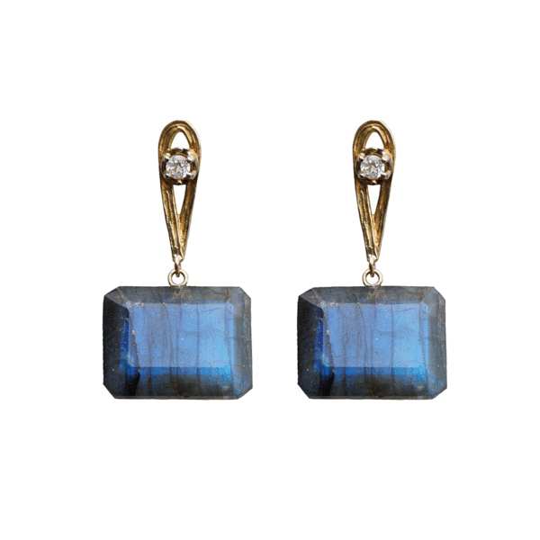 Ribbon Earrings with Labradorite Drops