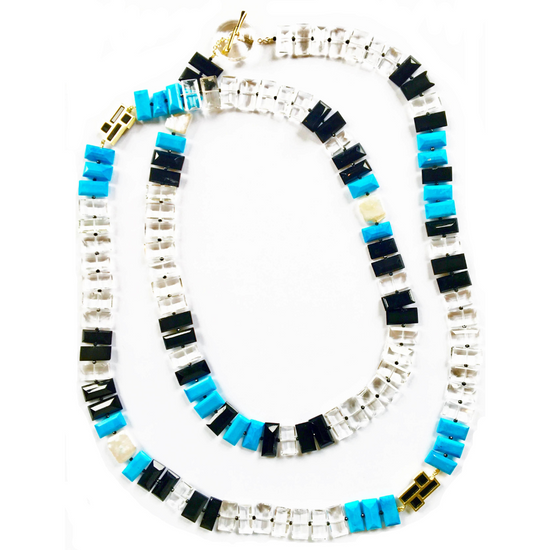 Load image into Gallery viewer, Howlite &amp;amp; Onyx Piano Key Necklace
