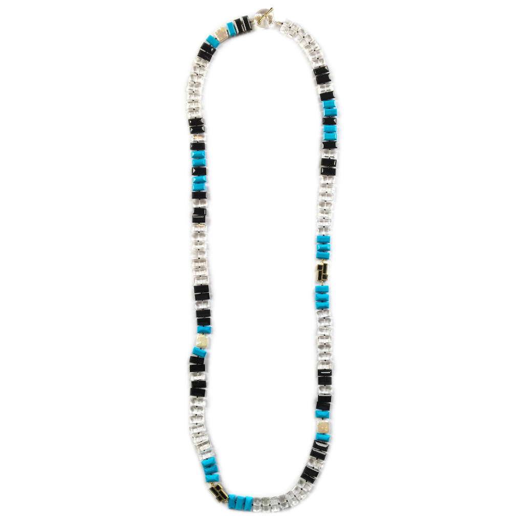 Howlite &amp; Onyx Piano Key Necklace