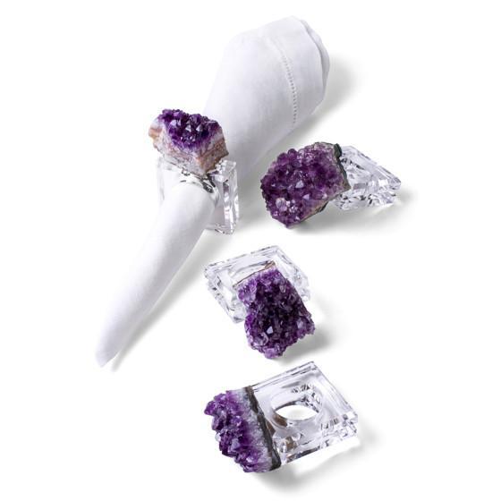 4 Piece Geode Napkin Ring Set