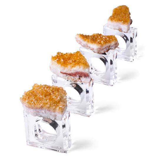 4 Piece Geode Napkin Ring Set