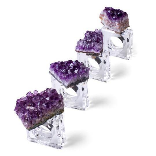 4 Piece Geode Napkin Ring Set