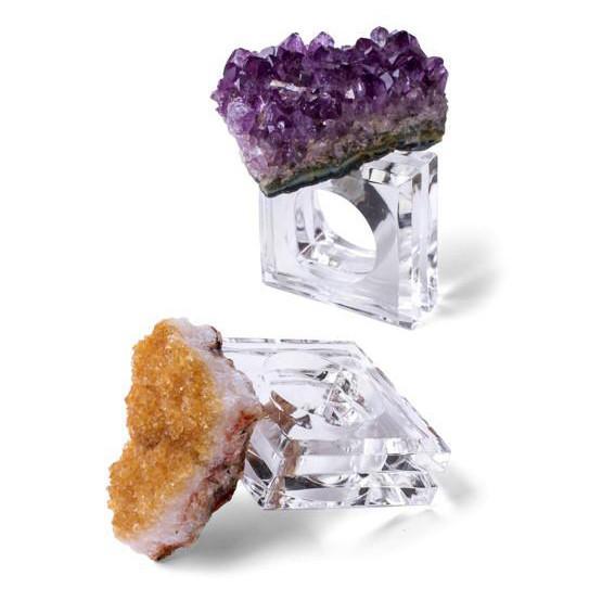 4 Piece Geode Napkin Ring Set