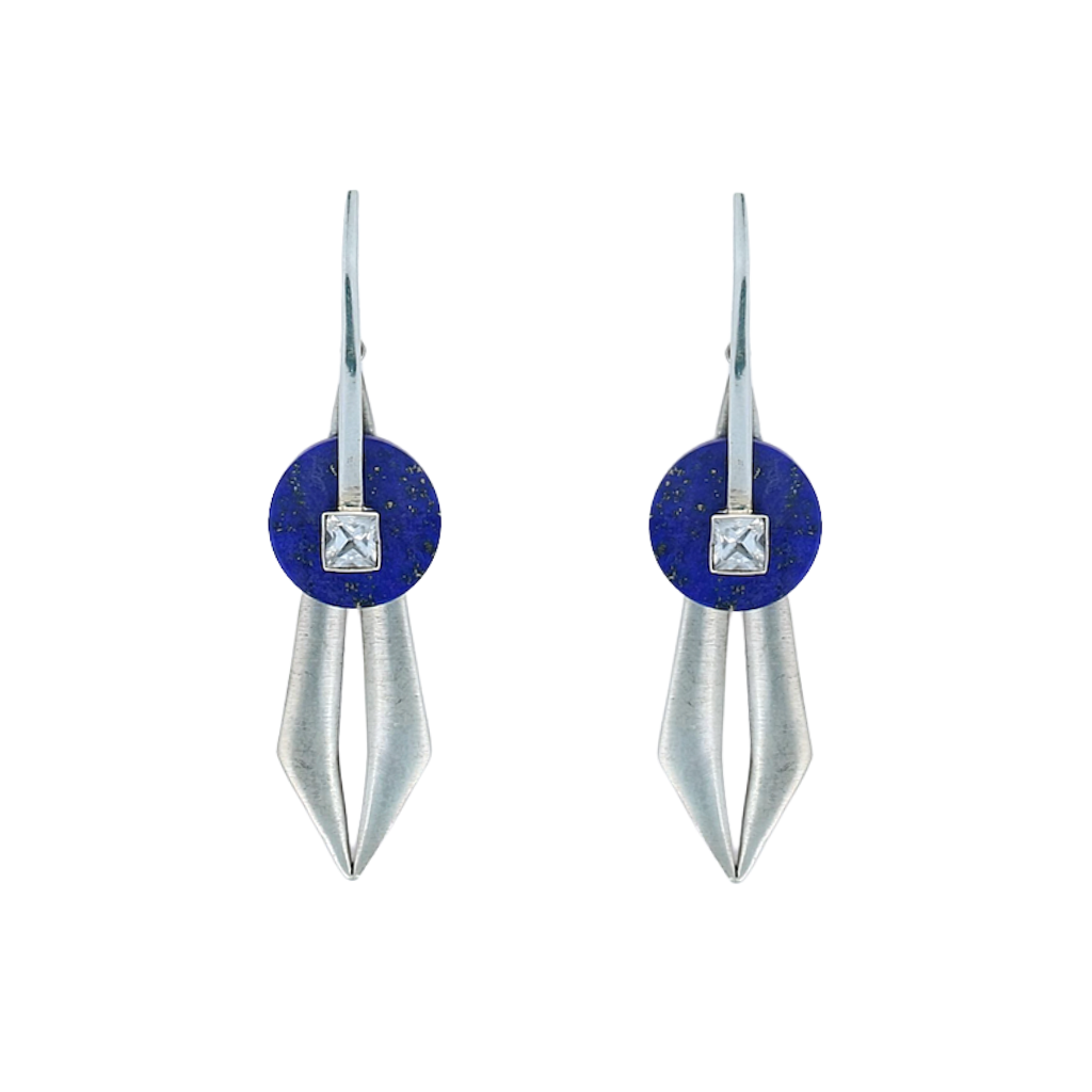 Load image into Gallery viewer, Lapis Chrysler Earrings
