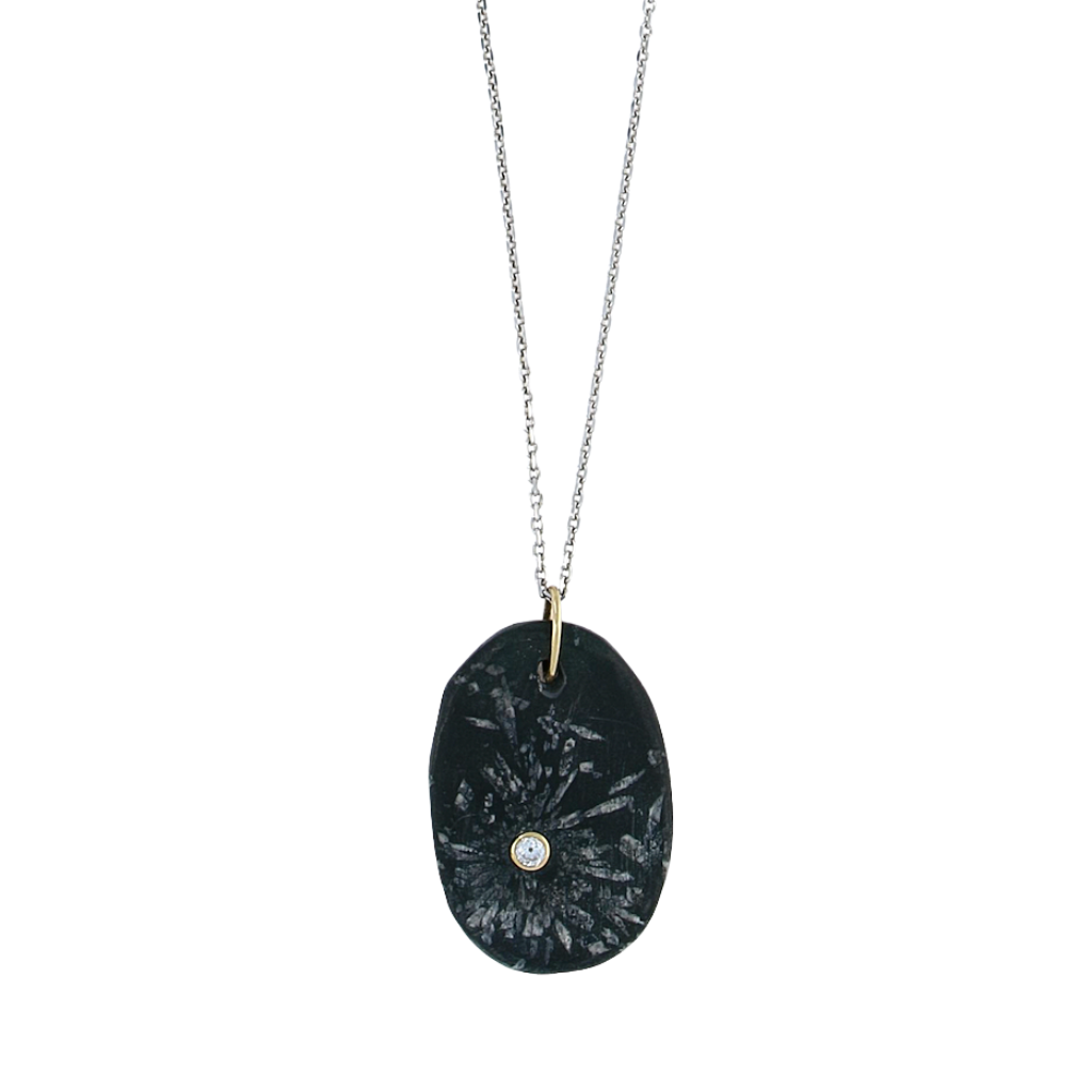 Full Moon Chrysanthemum Stone Necklace