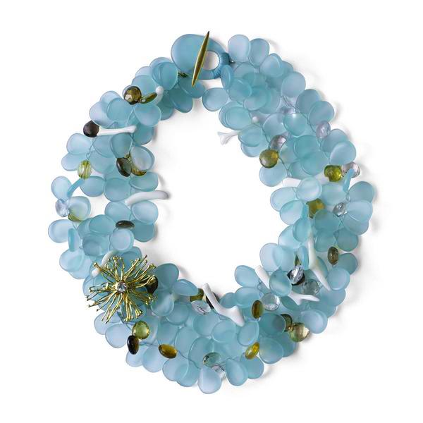 Frosted Blue Wish Petal Necklace