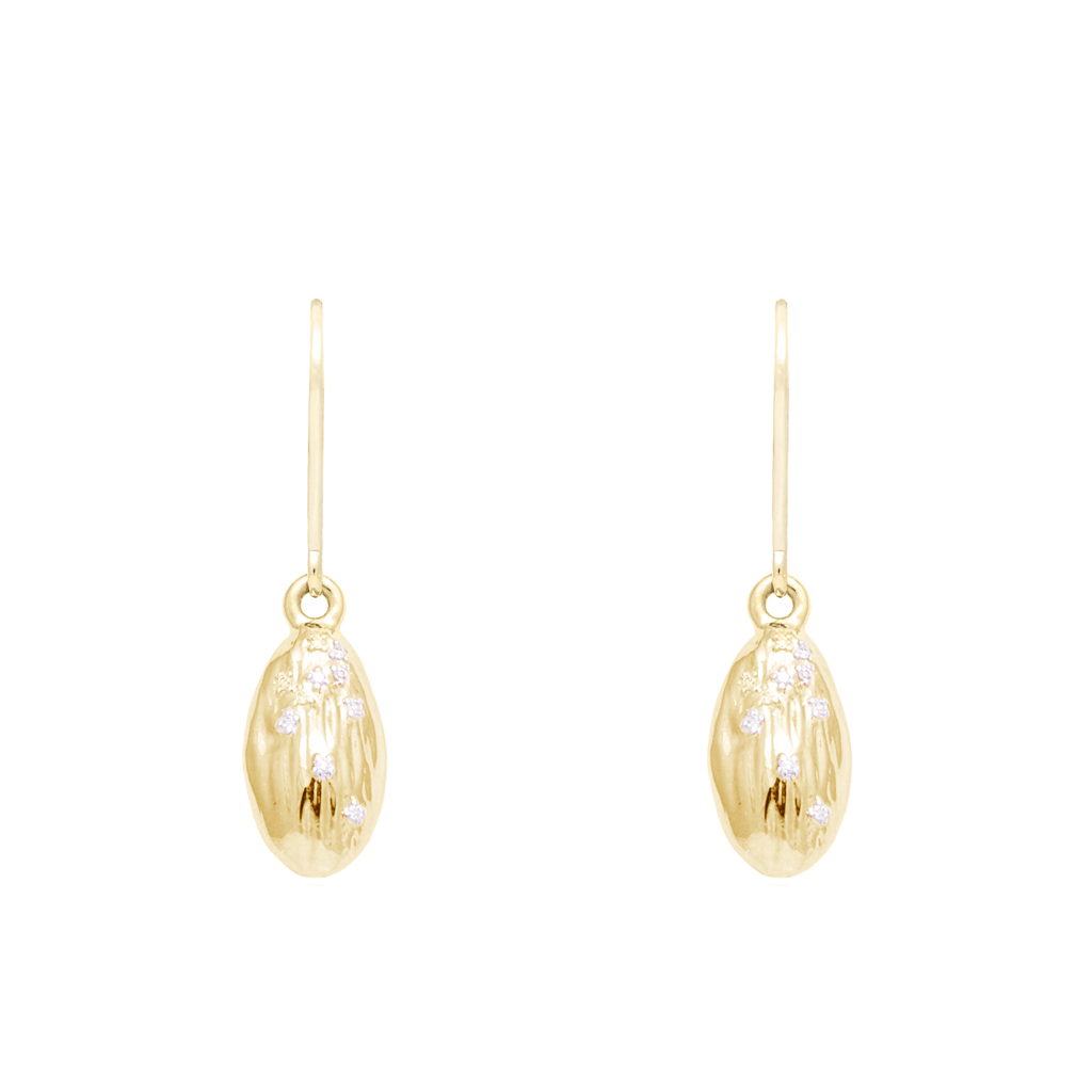 &quot;We Are Alm-ighty&quot; Almond Earrings in Gold- Food for Thought Collection - Pavé the Way® Jewelry