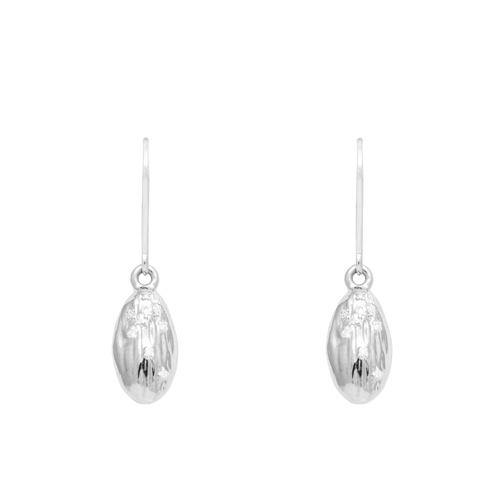 &quot;We Are Alm-ighty&quot; Almond Earrings in Silver - Food for Thought Collection - Pavé the Way® Jewelry