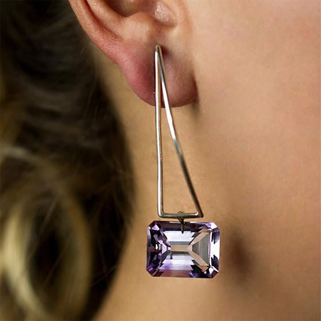 Load image into Gallery viewer, Cheval Earrings with Purple Amethyst

