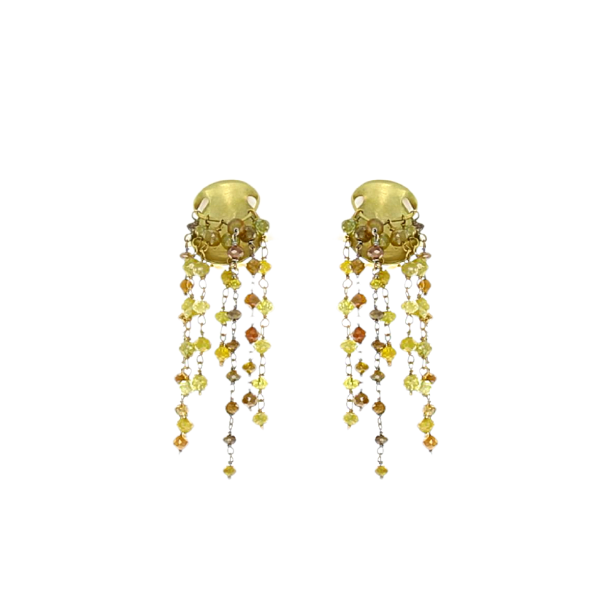 Embrace Clip Earrings with Yellow &amp; Green Diamonds