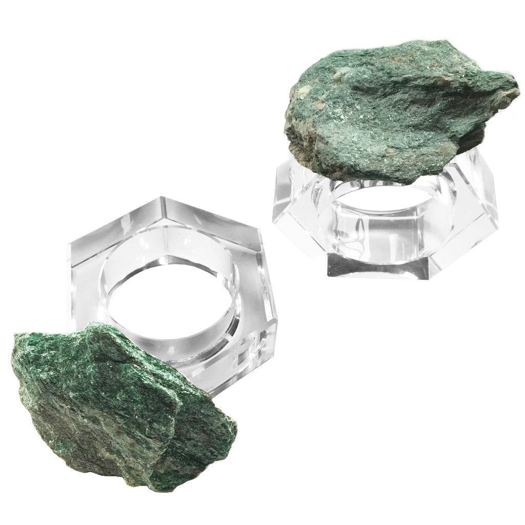 4 Piece Fuschite &amp; Crystal Napkin Ring Set