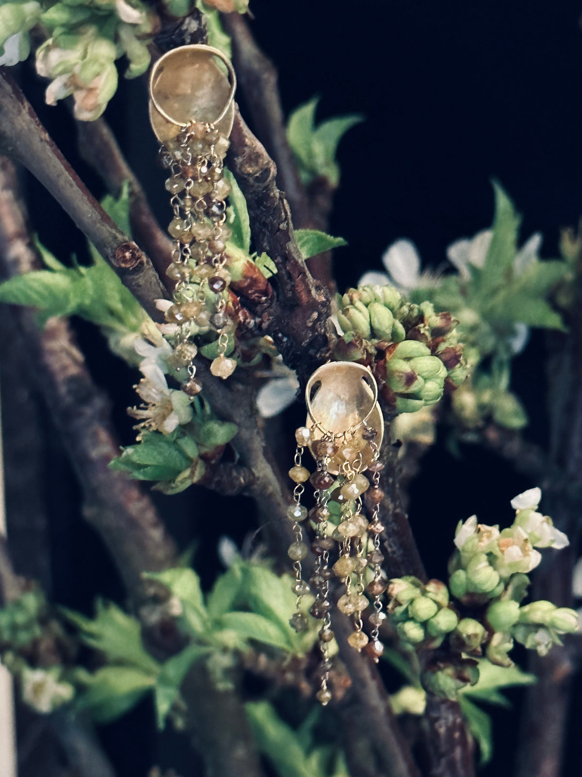 Embrace Clip Earrings with Yellow &amp; Green Diamonds