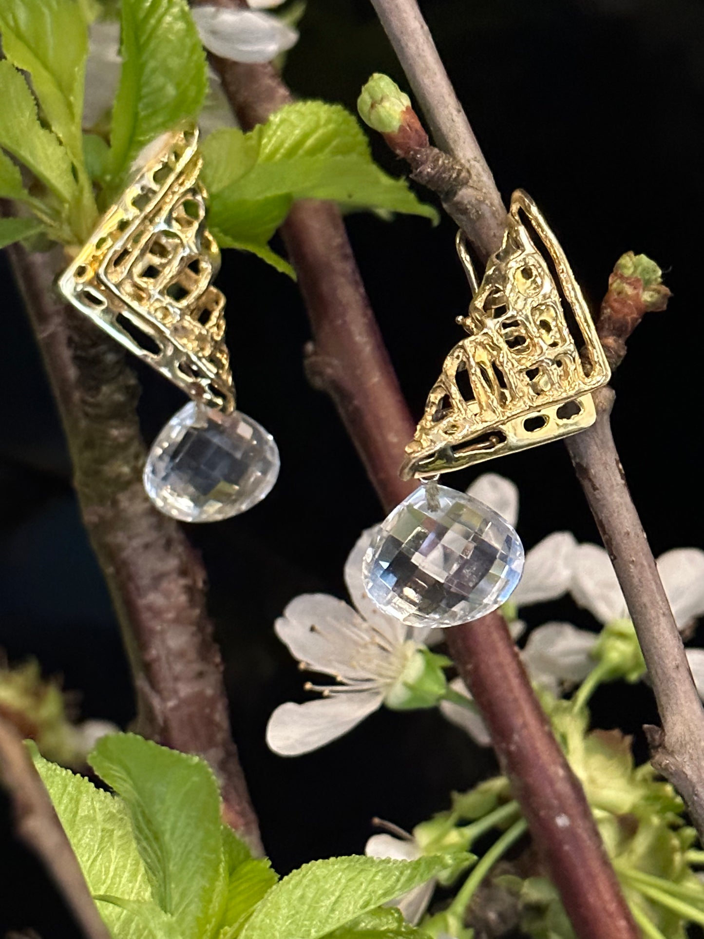 Load image into Gallery viewer, Windowpane Earrings with Detachable White Topaz drops.
