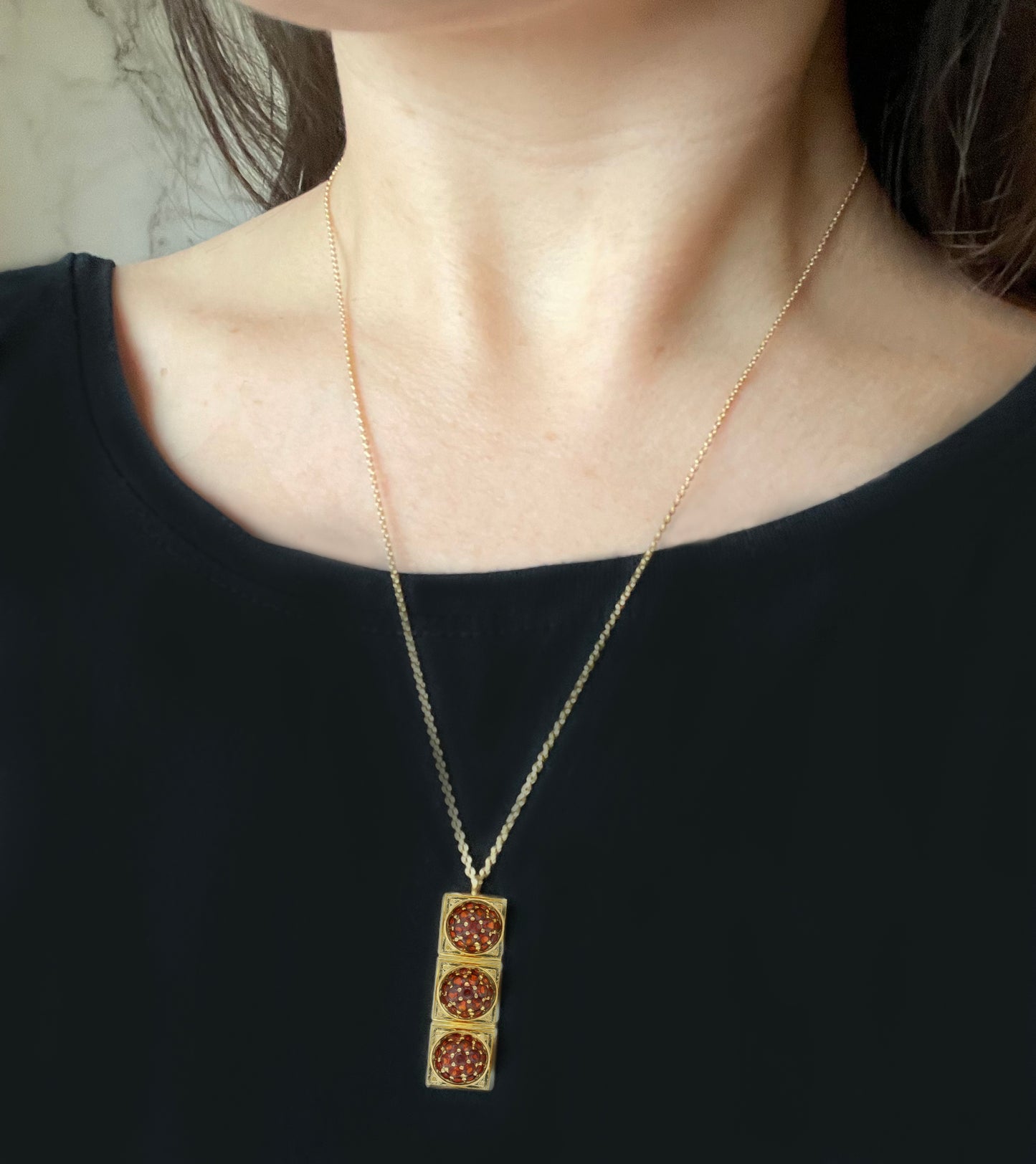 Robot necklace with electronic resistor elements.