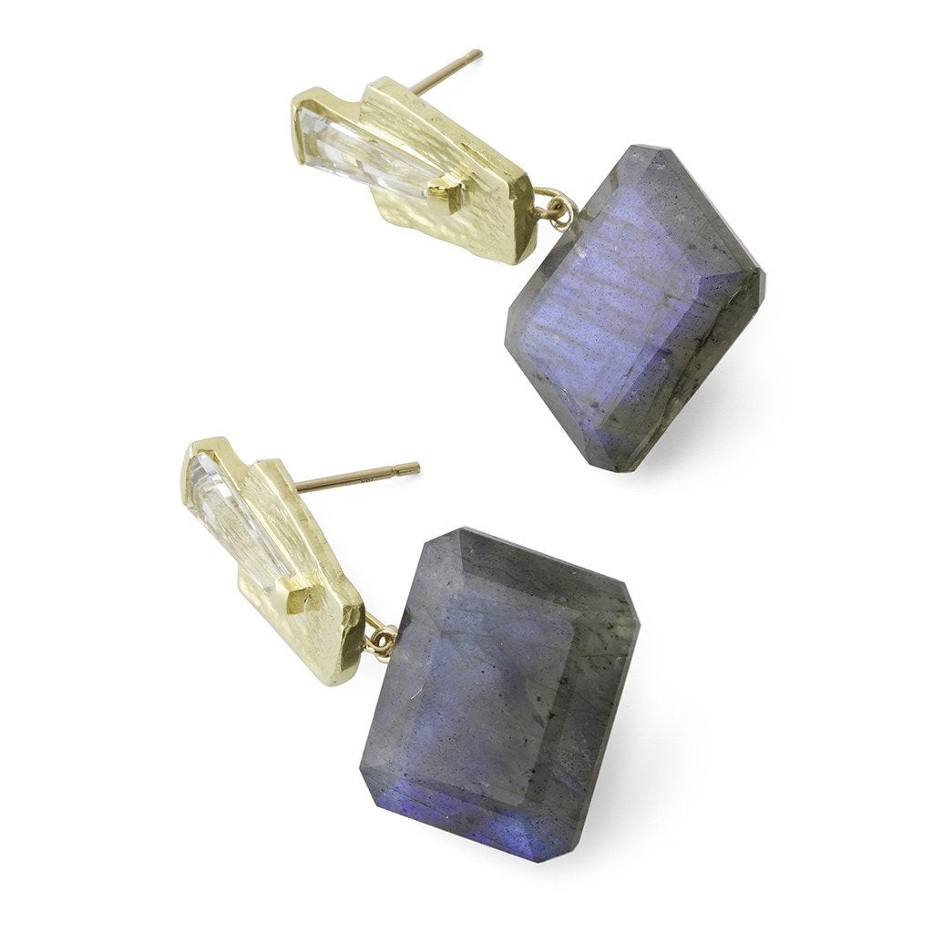 Marquee Earrings with Labradorite Drops