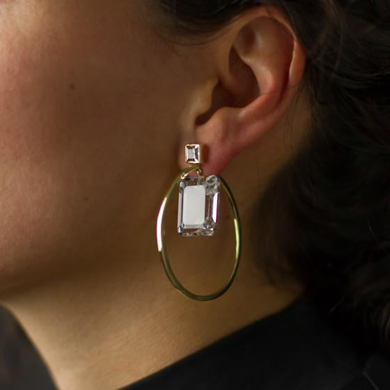 Load image into Gallery viewer, Bezeled Message Hoop Earrings
