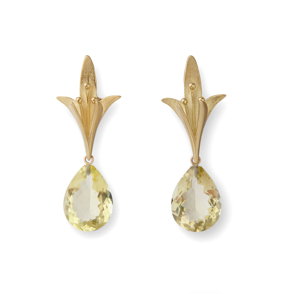 Jasmine Earrings with Detachable Lemon Citrine Drops