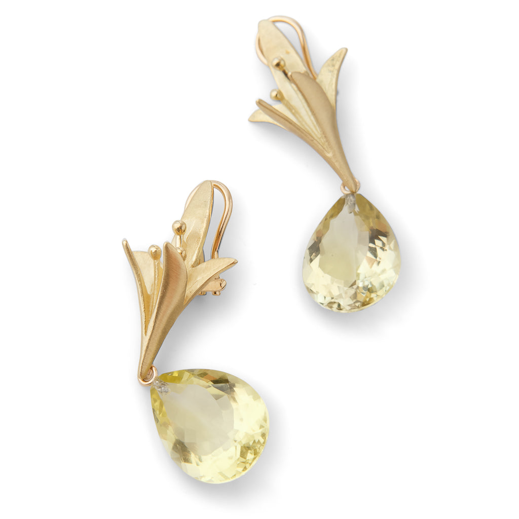 Jasmine Earrings with Detachable Lemon Citrine Drops