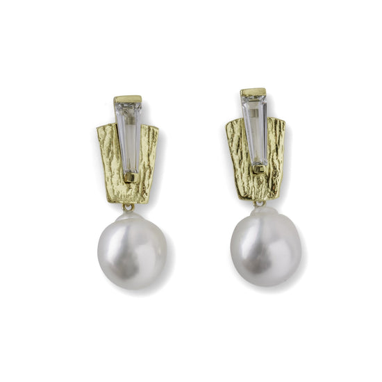 Marquee Earrings with South Sea Pearl Drops