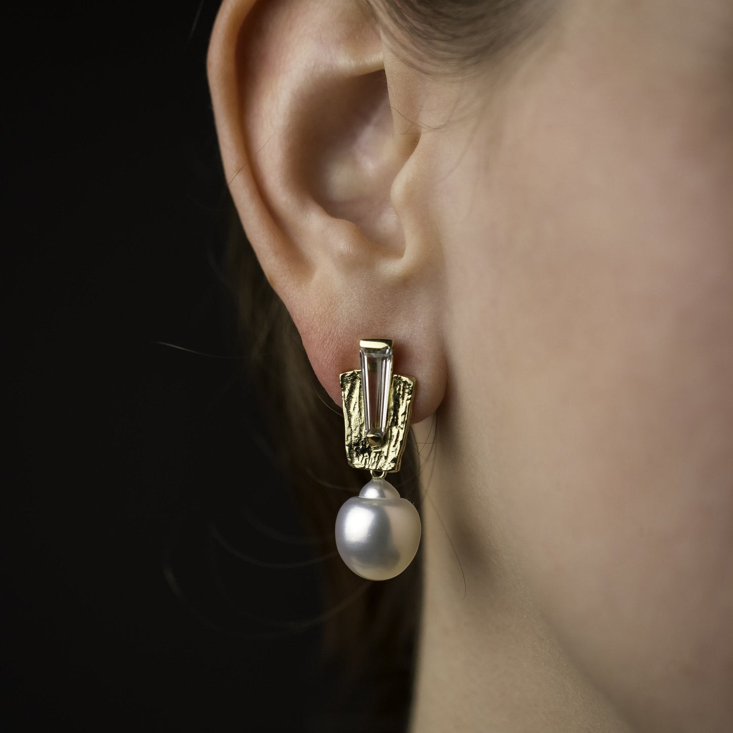 Marquee Earrings with South Sea Pearl Drops