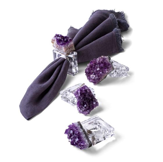 4 Piece Geode Napkin Ring Set