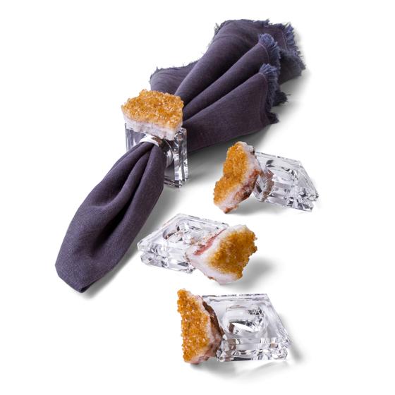 4 Piece Geode Napkin Ring Set