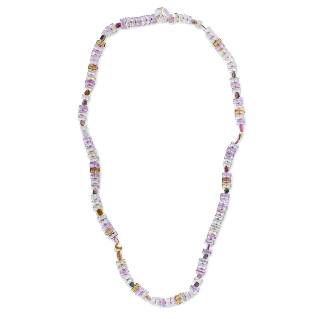 Load image into Gallery viewer, Pink Amethyst Piano Key Necklace
